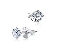 Round Shaped CZ Earring Silver ECS-01-4